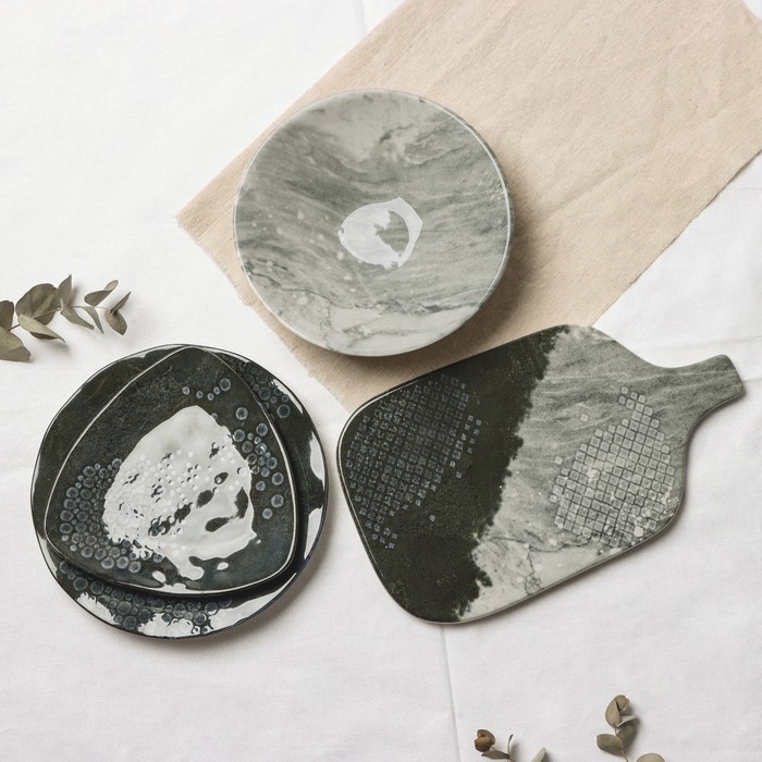 Тарелка керамическая «Стоун», 18 х 18 см, цвет темно-серый Тарелка керамическая «Стоун», 18 х 18 см, цвет темно-серый