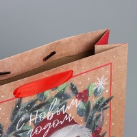 Пакет подарочный новогодний крафтовый вертикальный «Новогодняя пора», M 26 х 30 х 9 см, Новый год Пакет подарочный новогодний крафтовый вертикальный «Новогодняя пора», M 26 х 30 х 9 см, Новый год