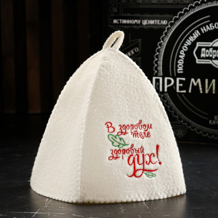 Набор для бани подарочный "Начинающему любителю бани. В здоровом теле здоровый дух" (4 в 1)