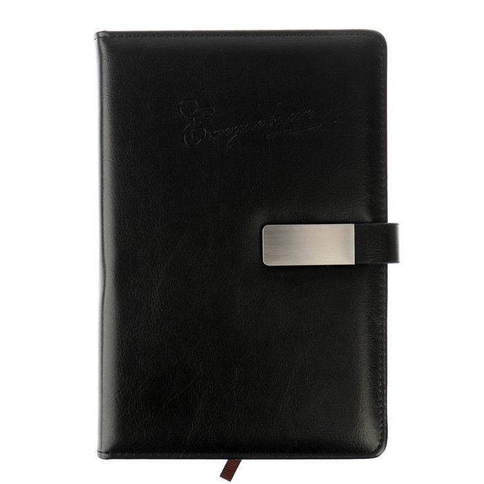 Ежедневник недатированный А5, 140 листов в клетку, с хлястиком, обложка кожзам, МИКС