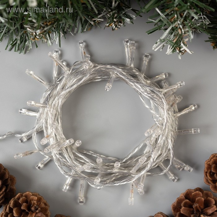 Гирлянда &laquo;Нить&raquo; 5 м, IP20, прозрачная нить, 50 LED, свечение синее, 8 режимов, 220 В