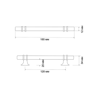 Ручка-рейлинг CAPPIO RSC003, м/о 128 мм, d=12 мм, цвет черный с золотом