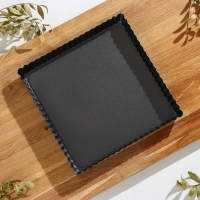 Форма для выпечки Доляна &laquo;Жаклин. Рифлёный квадрат&raquo;, 21&times;2,5 см, съёмное дно, антипригарное покрытие, цвет чёрный