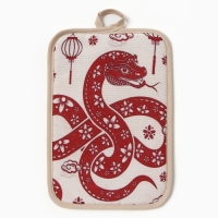 Новый год. Символ года. Змея. Прихватка прямоугольная, 22х15см, МИКС поролон 160г/м, хл70% пэ30% Новый год. Символ года. Змея. Прихватка прямоугольная, 22х15см, МИКС поролон 160г/м, хл70% пэ30%
