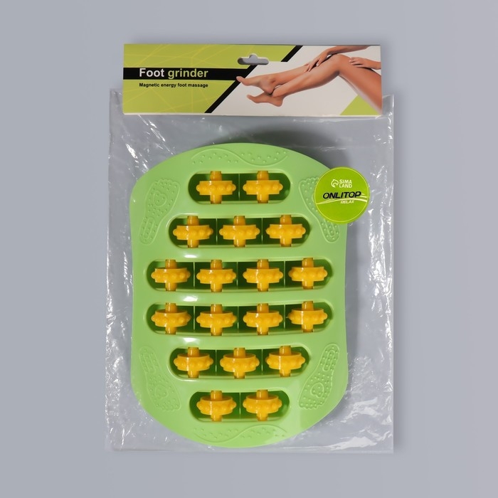 Массажёр для ног, с шипами, 26 × 18 × 5 см, цвет зелёный/оранжевый Массажёр для ног, с шипами, 26 × 18 × 5 см, цвет зелёный/оранжевый