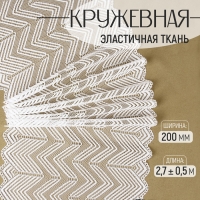 Кружевная эластичная ткань, 200 мм &times; 2,7 &plusmn; 0,5 м, цвет белый
