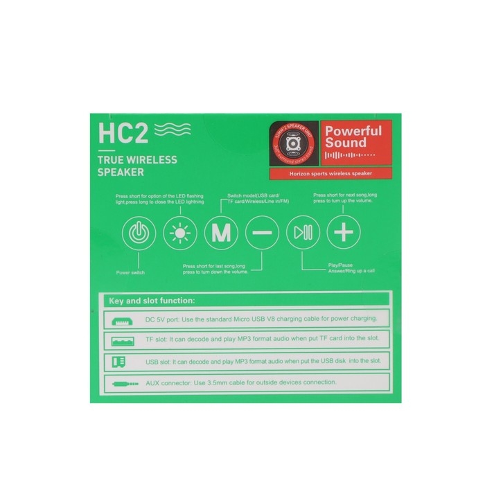 Портативная колонка Hoco HC2, 10 Вт, 2400 мАч, BT5.0, microSD, USB, AUX, FM-радио, хаки Портативная колонка Hoco HC2, 10 Вт, 2400 мАч, BT5.0, microSD, USB, AUX, FM-радио, хаки