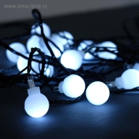 Гирлянда &laquo;Нить&raquo; 5 м с насадками &laquo;Шарики белые&raquo;, IP20, тёмная нить, 30 LED, свечение белое, 8 режимов, 220 В