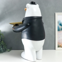 Сувенир полистоун подставка "Белый мишка в чёрном пиджаке, в очках и шляпе" 69х34,5х42,5 см