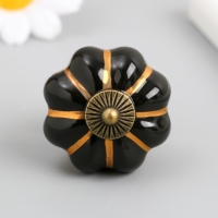 Ручка для шкатулки керамика, металл "Тыковка" чёрная 4х4х4 см Ручка для шкатулки керамика, металл "Тыковка" чёрная 4х4х4 см