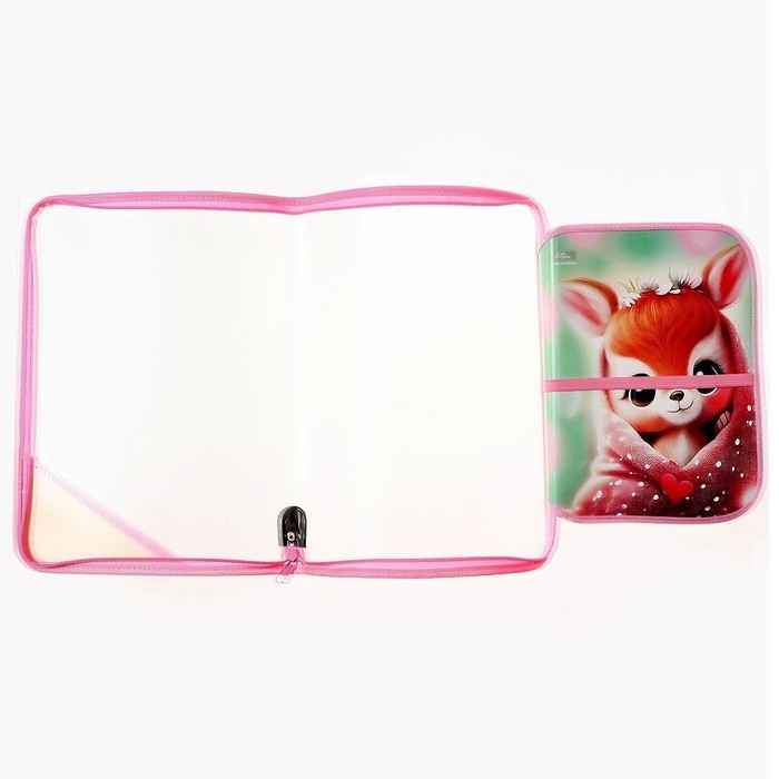 Папка для труда А4, 325 х 230 х 25 мм, молния вокруг, откидная планка, пластиковая, ПТР-1, Calligrata "Олененок"