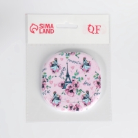 Зеркало карманное &laquo;Узор&raquo;, с подставкой, 8 &times; 8 см, цвет нежно - розовый