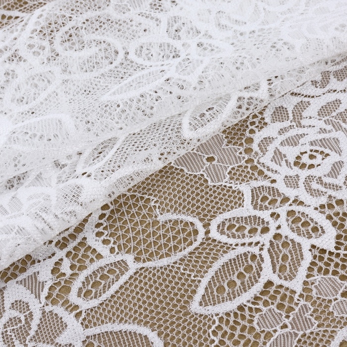 Кружевная эластичная ткань, 190 мм &times; 2,7 &plusmn; 0,5 м, цвет белый