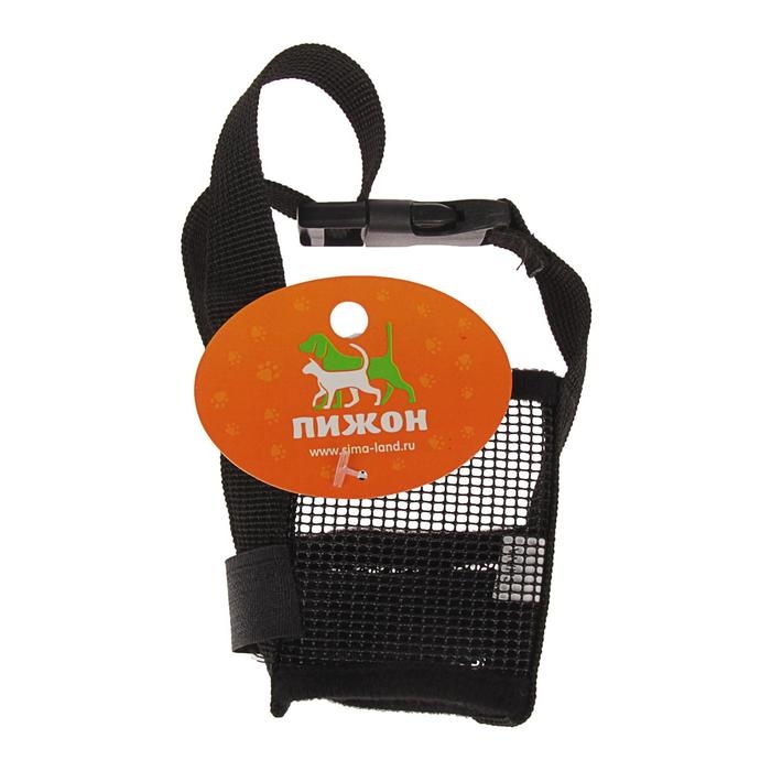 Намордник сетчатый с двойной фиксацией, размер L (длина по носу 6 см, обхват морды 25 см), чёрный