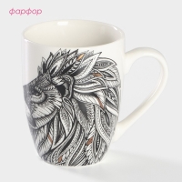 Кружка фарфоровая Доляна &laquo;Царь зверей&raquo;, 350 мл