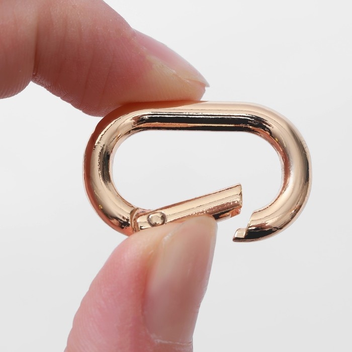 Овал-карабин, 31 &times; 20 мм / 23 &times; 12 мм, толщина - 4 мм, 5 шт, цвет золотой