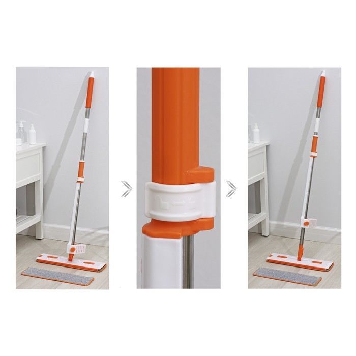 Швабра с отжимом, водосгоном и щёткой Raccoon, 2 насадки из микрофибры 42&times;11,5 см, стальная ручка 134 см