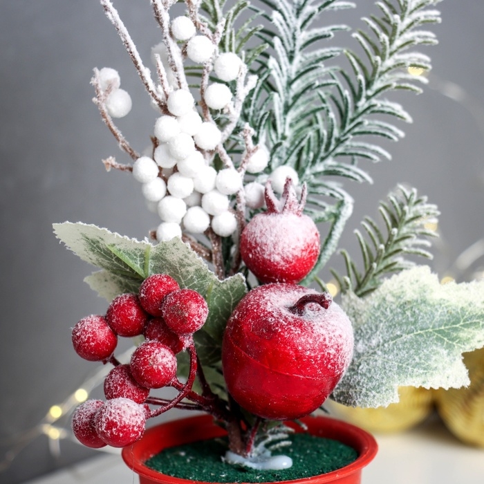 Декор Декор "Яркий праздник, в горшочке" снег веточки, 24х7 см