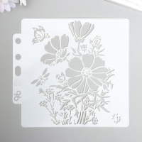 Трафарет пластик "Куст ромашки и бабочки" 13х14 см Трафарет пластик "Куст ромашки и бабочки" 13х14 см