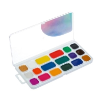 Акварель "Луч" Волшебная палитра, 18 цветов (16 классических + 1 золотой + 1 серебряный), без кисти Акварель "Луч" Волшебная палитра, 18 цветов (16 классических + 1 золотой + 1 серебряный), без кисти