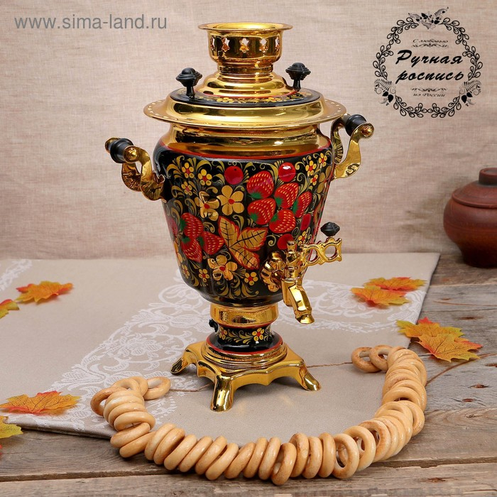 Самовар &laquo;Хохлома&raquo;, рюмка, 3 л, электрический