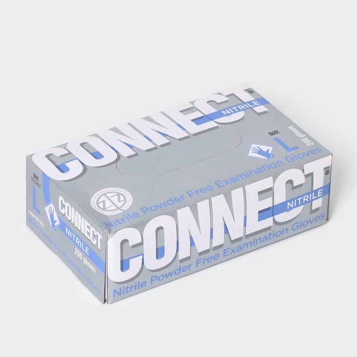 Перчатки нитриловые Nitrile, смотровые, нестерильные, размер L, 200 шт/уп (100 пар), цвет голубой Перчатки нитриловые Nitrile, смотровые, нестерильные, размер L, 200 шт/уп (100 пар), цвет голубой