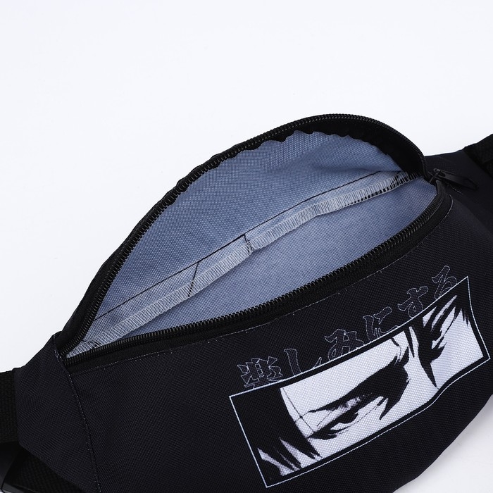 Сумка поясная Аниме, 32х8х15 см, отд на молнии, цвет чёрный