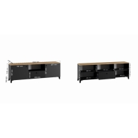 Тумба под ТВ Ника, 1500х410х516,  Графит/Дуб/Эйфория МДФ