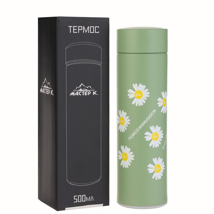 Термос, 500 мл, Basic Термос, 500 мл, Basic "Ромашка", с ситечком, сохраняет тепло 8 ч, 6.5 х 22 см