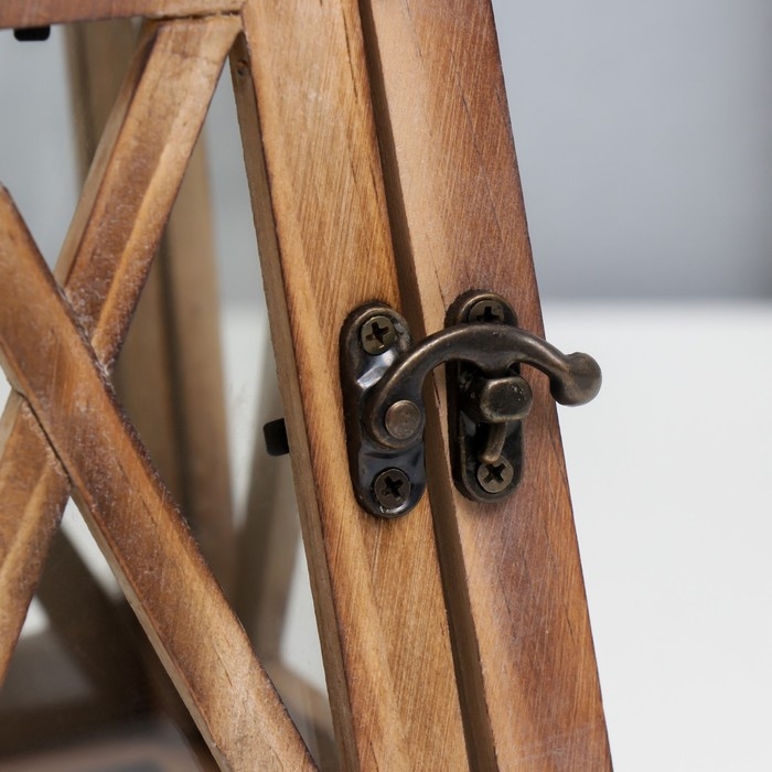 Подсвечник дерево на 1 свечу Подсвечник дерево на 1 свечу "Фонарь - трапеция" состаренный 26х16х16 см