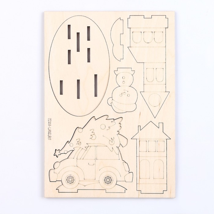 Заготовки для творчества. Роспись по дереву &laquo;Новый год! Машинка&raquo;