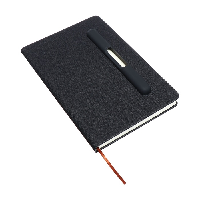 Ежедневник недатированный A5, 96л, лин, держатель для телефона/планшета/ручки, Черный