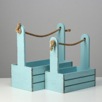 Набор кашпо деревянных 2 в 1 (25.5×15×30; 20×12×23) "Прованс", серо-голубой Набор кашпо деревянных 2 в 1 (25.5×15×30; 20×12×23) "Прованс", серо-голубой