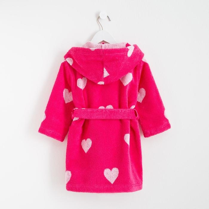 Халат махровый детский Крошка Я &laquo;Сердечки&raquo; размер 28, цвет розовый, 100% хлопок 360 г/м2