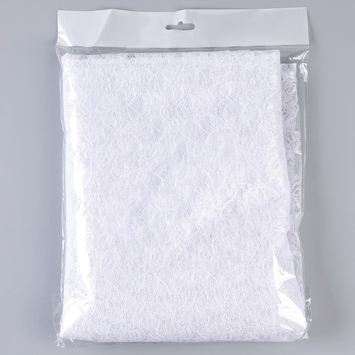 Лоскут гипюра, средние цветы, белый, 150 &times; 160 см