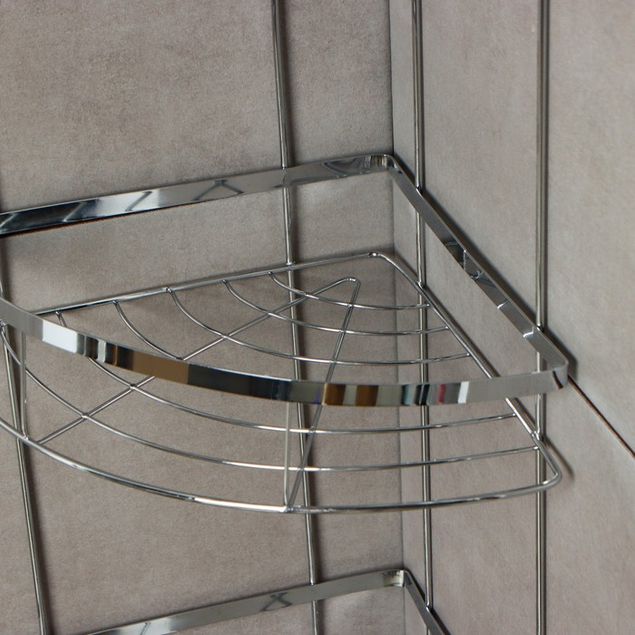 Полка угловая 3-х ярусная Доляна, 21&times;21&times;57,5 см, цвет хромированный
