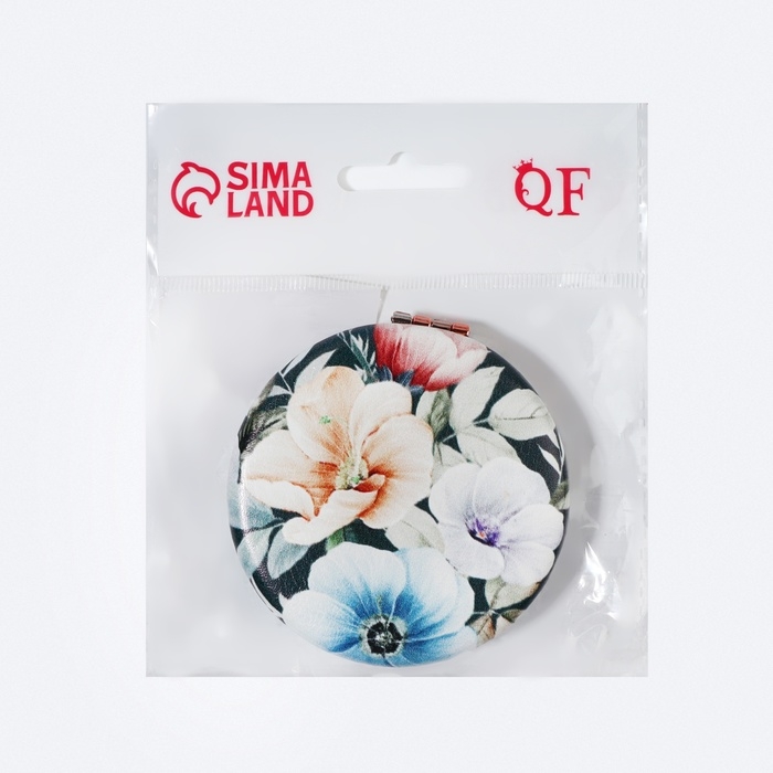 Зеркало складное &laquo;Цветочки&raquo;, d = 7,5 см, с увеличением, искусственная кожа, рисунок МИКС