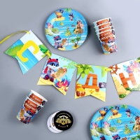 Набор бумажной посуды одноразовый Сокровище пиратов&raquo;: 6 тарелок, 6 стаканов
