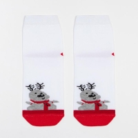 Носки детские &laquo;Олень&raquo; цвет белый/красный, размер 20-22