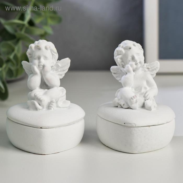 Сувенир полистоун шкатулка Сувенир полистоун шкатулка "Белоснежный ангел на сердечке" МИКС 6,3х4,7х4,7 см