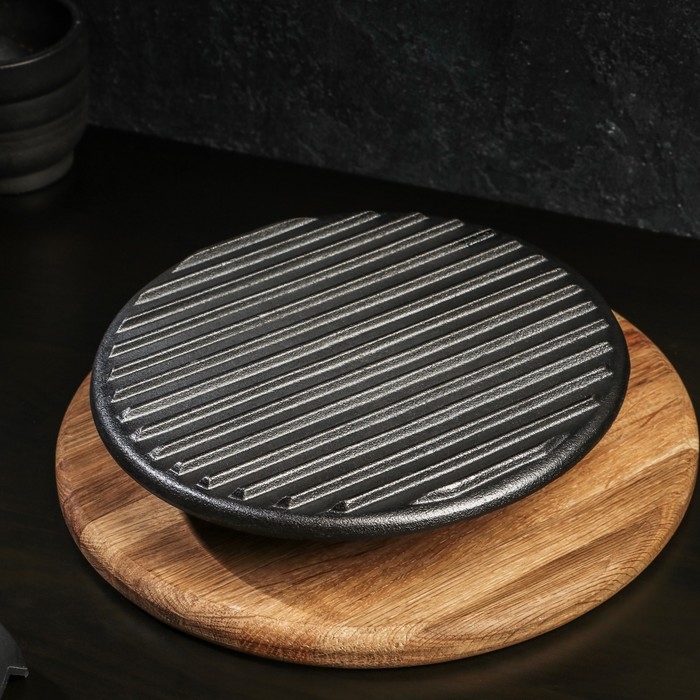Крышка-пресс чугунная Magma &laquo;Гриль&raquo;, 24&times;5,5 см, цвет чёрный