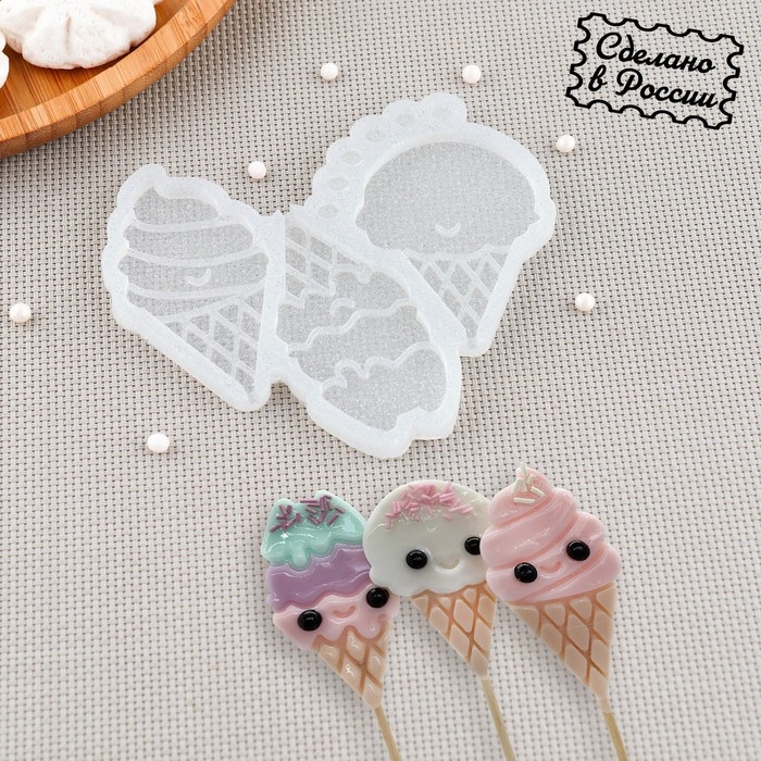 Силиконовый молд для леденцов и шоколада &laquo;Мороженое микс&raquo;, 7,5&times;4, 7,5&times;5 см, цвет прозрачный