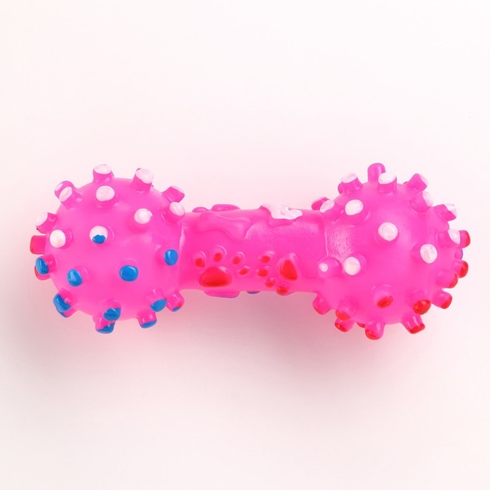 Игрушка пищащая "Гантель малая" для собак, 12,5 см, розовая