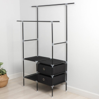 Вешалка - стойка напольная для одежды Доляна, 2 перекладины, 2 ящика, 120&times;43&times;169 см, цвет чёрный