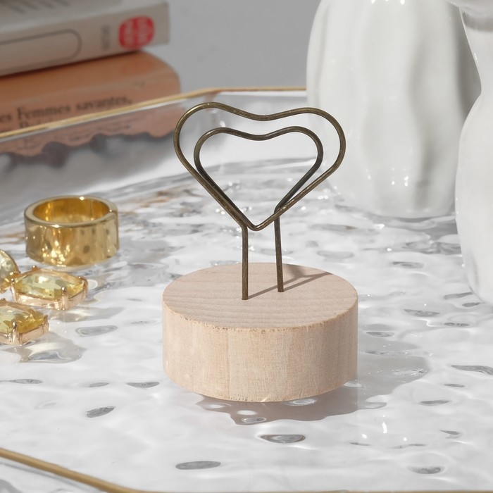 Ценникодержатель с зажимом &laquo;Сердце&raquo;, 4&times;4&times;6 см, цвет чернёное золото