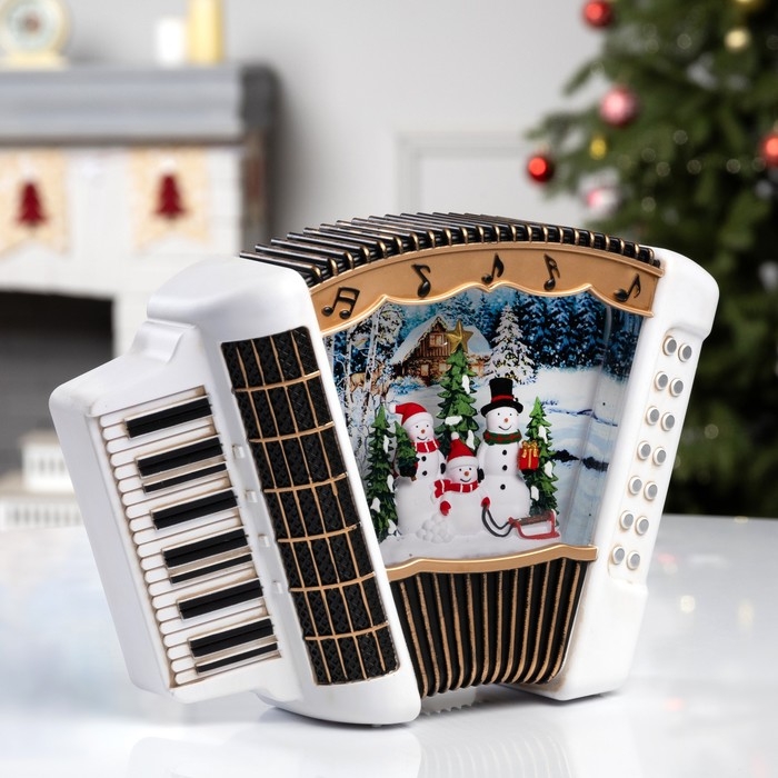 Фигура светодиодная &laquo;Семья снеговиков&raquo;, 18.5х6.3х23 см, музыка, батарейки ААх3 (не в комплекте), USB, свечение тёплое белое