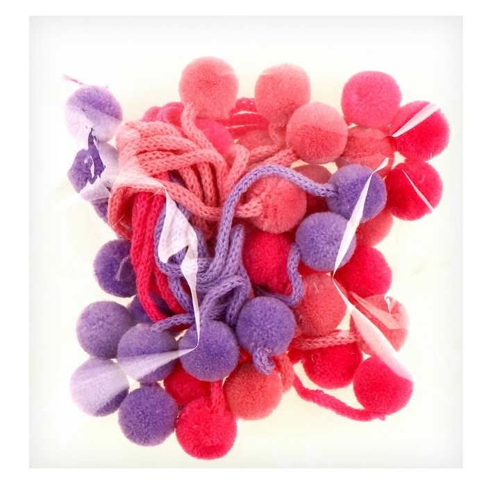 Декоративный элемент на верёвочке &laquo;Настроение&raquo; 2 шарика, d= 1,5 см, набор 18 шт., цвет МИКС