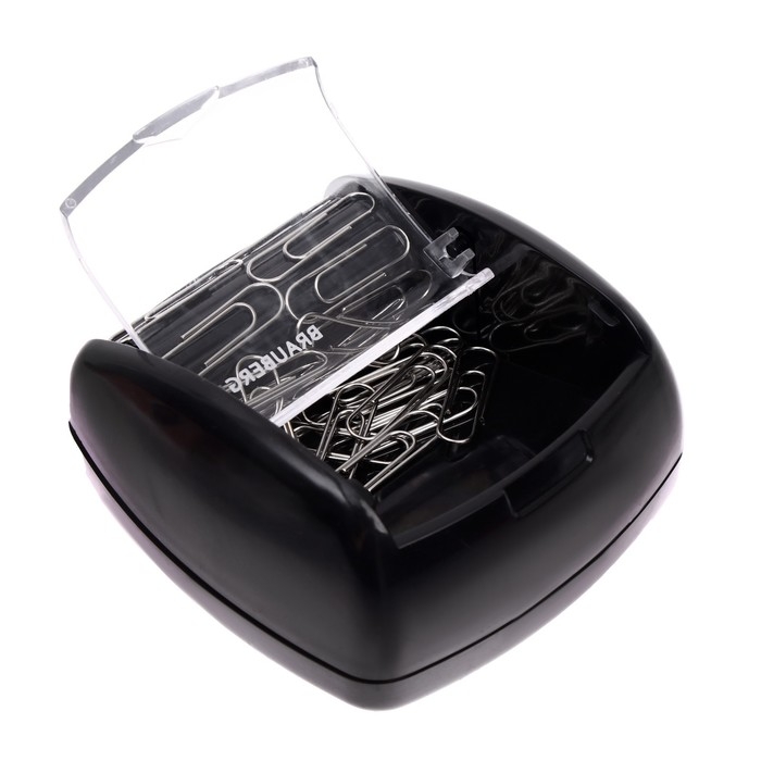 Скрепочница магнитная с 30 скрепками, роликовый механизм подачи, чёрная Скрепочница магнитная с 30 скрепками, роликовый механизм подачи, чёрная