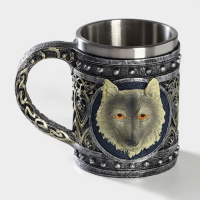 Кружка &laquo;Волк&raquo;, 400 мл, цвет серебристый