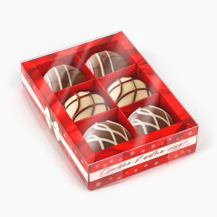 Коробка под 6 конфет с ячейками «Новогодний бант», 10 х 14.5 х 3 см, Новый год Коробка под 6 конфет с ячейками «Новогодний бант», 10 х 14.5 х 3 см, Новый год